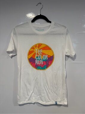 The Color Run White Graphic Tee with Rainbow Logo